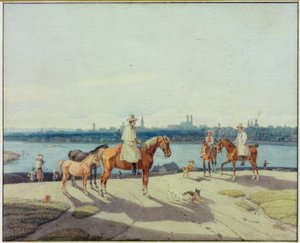 Jezdci na břehu Isaru před Mnichovem od Wilhelm von Kobell