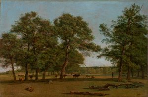 Weideauen u Dietramszellu (pastviny se starými duby) od Wilhelm von Kobell
