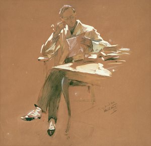 Profesor (chacoal, pastel a kvaš na papíře) od Willard Leroy Metcalf