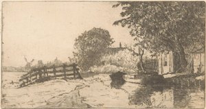 Dům na vodě v Binckhorst v Haagu od Willem Adrianus Grondhout (signed by artist)