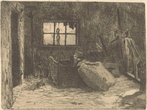 Interiér stodoly od Willem Adrianus Grondhout (signed by artist)