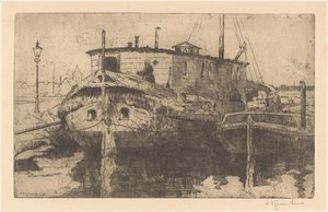 Laakhaven v Haagu od Willem Adrianus Grondhout (signed by artist)