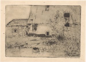 Úpatí mlýna ve Voorburgu od Willem Adrianus Grondhout (signed by artist)