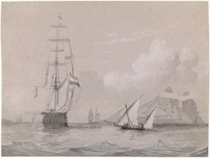 Nizozemská plachetnice u pobřeží Gibraltaru