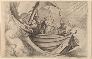 Caesar překračující bouřlivé moře od Willem Basse