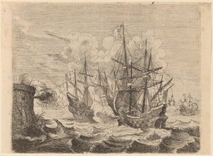 Heemskerckovo vítězství nad španělskou flotilou na Gibraltaru od Willem Basse