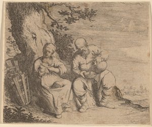Selský pár sedící pod stromem, c. 16301660.