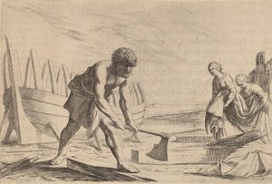 Odysseus na ostrově bohyně Calypso, 1634.