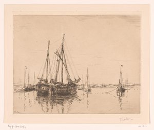 Přístav s kotvícími dvoustěžněmi Haven, Norderney (původní název)