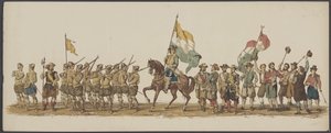 Delftská přehlídka z roku 1862, první a druhá skupina Čtvrtý lustrum Královské akademie v Delftu - Ao. 1862 - Costumed Optogt (název série na předmětu)
