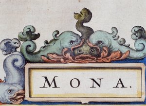 Delfíni, frontispis ve stylu Roquaille. Detail Atlasu di W. Blaeu, Amsterdam 1650. od Willem Blaeu