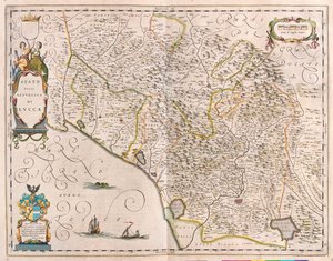 Lucca, Itálie, v "Theatrum Orbis Terrarum, sive Atlas Novus" Willema Blaeua, Amsterdam od Willem Blaeu