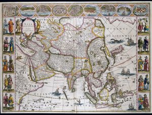 Mapa Asie. Talíř z atlasu od Willema Janszoona Blaeu od Willem Blaeu