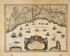 Mapa vévodství Monferrato, rytina Willema Blaeu z italských regionů