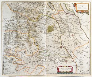 Piemont, Itálie, v "Theatrum Orbis Terrarum, sive Atlas Novus" Willema Blaeua, Amsterdam od Willem Blaeu