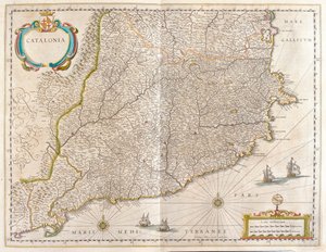 Provincie Catalonia, Španělsko, v "Theatrum Orbis Terrarum, sive Atlas Novus", Willem Blaeu, Amsterdam od Willem Blaeu