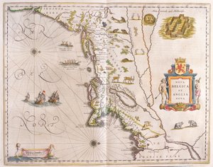 krajní severovýchodní pobřeží Států, v "Theatrum Orbis Terrarum, sive Atlas Novus" Willema Blaeua, Amsterdam. od Willem Blaeu