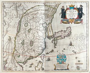 první z Blaeuových map Číny, v "Theatrum Orbis Terrarum, sive Atlas Novus" Willema Blaeua, Amsterdam. od Willem Blaeu