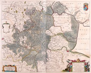 zaplavených oblastí" Norfolku, Suffolku, Huntingtonu, Northamptonu Cambridge a Lincolnu, v "Theatrum Orbis Terrarum, sive Atlas Novus" Willema Blaeua, Amsterdam. od Willem Blaeu