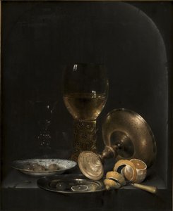 Stálý život. Snídaňový kousek v kamenném výklenku od Willem Claesz. Heda