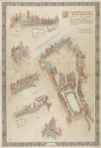 Mapa starého Holandska, 1895 De vermaerde Marckt ende Graft / Oudt-Hollandt jménem / se všemi syn Straten / Huysen (...) vyrobený na počest všech milovníků starého umění (...). (název na objektu) od Willem Corneliszoon