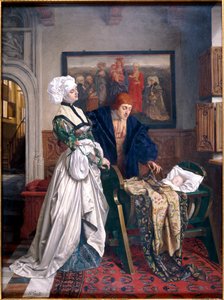 „Karel V. a Jean Vandergheynst u kolébky jejich dcery Marguerite“, 1870. od Willem Geets