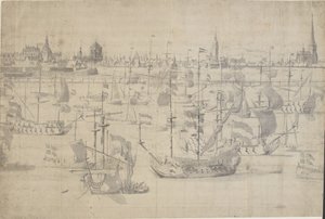 Nizozemská flotila na Copenhagen Red 1658 od Willem I van de Velde