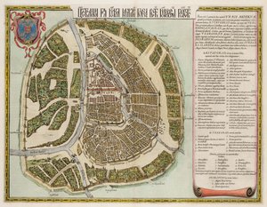 Mapa moskevského Kremlu ze 16. století Castellum Urbis Moskvae, 1662 od Willem Janszoon Blaeu