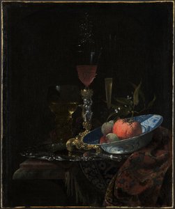 Sklenice na víno a miska ovoce od Willem Kalf