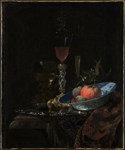 Sklenice na víno a mísa ovoce, 1663. od Willem Kalf