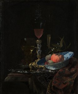 Sklenice na víno a mísa ovoce, 1663