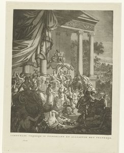 Alegorické znázornění aliance mezi Nizozemskem a Francií, 1795 Obnovená svoboda v Nizozemsku a spojenectví s Francií (název na předmět) od Willem Kok