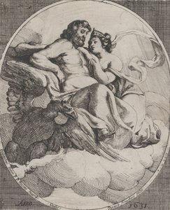 Jupiter a Juno seděli na oblacích, vlevo dole orel drží blesky, 1631. od Willem Panneels