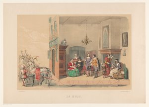 Druhá skupina Utrechtské maškarády v roce 1856 Doma (název na objektu) Naše vlast asi v polovině 17. století, navržená H.H. studenti, členové Mutua Fides, na oslavu 220. výročí Utrechtsche Hoogeschool, 25. června