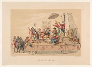 Šestá skupina Utrechtské maškarády v roce 1856 Veselé Vánoce (název na objektu) Naše vlast asi v polovině 17. století, navržená H.H. studentů, členů Mutua Fides, na oslavu 220. výročí Utrechtsche Hoogeschool, 25.