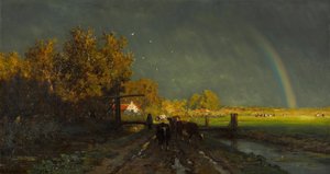 "Arc en ciel"" (Rainbow) Peinture de Willem Roelofs (1822-1897) - 1875 - Olej na plátně Rozměr 96,2 x 147,7 cm Gemeentemuseum Haag (La Haye)