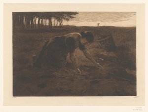Klečící sklízeč brambor od Willem Witsen (signed by artist)