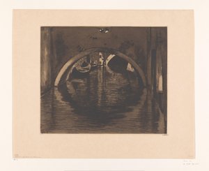 Pohled pod most se dvěma veslicemi Pod mostem, Benátky (původní název) od Willem Witsen (signed by artist)