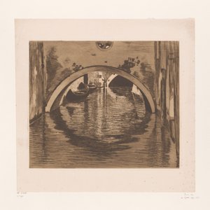 Pohled pod most se dvěma veslicemi Pod mostem, Benátky (původní název) od Willem Witsen (signed by artist)