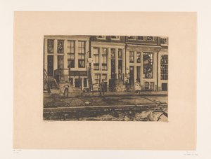 Pohled na Oude Waal v Amsterdamu Oude Waal s mycím zařízením sester Veltkampových (původní název) od Willem Witsen (signed by artist)