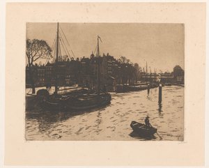 Pohled na Leuvehaven v Rotterdamu od Willem Witsen (signed by artist)