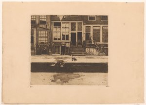 Pohled na domy u kanálu v Amsterdamu od Willem Witsen (signed by artist)