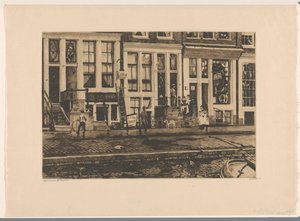 Pohled na domy na Oude Waal v Amsterdamu Amsterdam Oude Waal (název na objektu) od Willem Witsen (signed by artist)