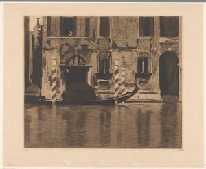 Gondola s výstavbou v Canal Grande v Benátkách od Willem Witsen (signed by artist)