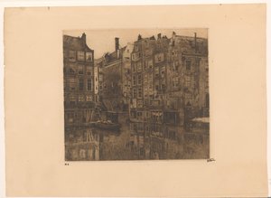 Oudezijds Voorburgwal a Oudezijds Kolk v Amsterdamu od Willem Witsen (signed by artist)