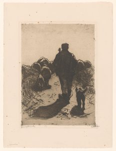 Ovčák se psem za jeho stádem od Willem Witsen (signed by artist)