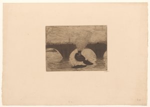 Remorkér před mostem Waterloo v Londýně od Willem Witsen (signed by artist)