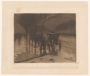 Čekající kočáry na Victoria Embankment v Londýně od Willem Witsen (signed by artist)