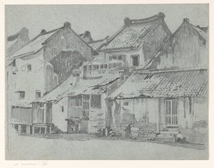 Zadní fasády domů na řece v Batavia od Willem Arnoldus Witsen