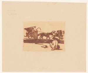 Postava v podřepu a sado v Buitenzorg od Willem Arnoldus Witsen